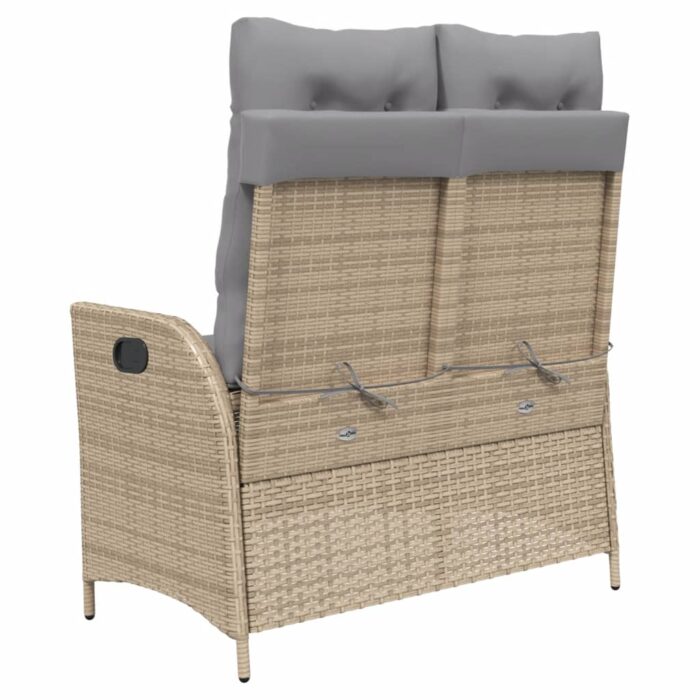 Banc inclinable de jardin avec coussins beige résine tressée – Image 3
