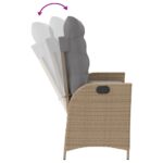 Banc inclinable de jardin avec coussins beige résine tressée – Image 4
