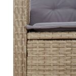 Banc inclinable de jardin avec coussins beige résine tressée – Image 5