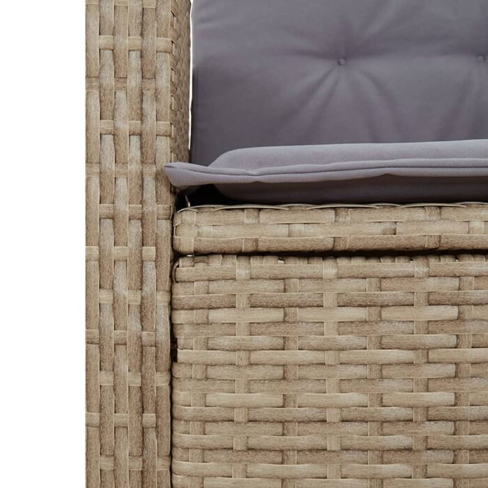 Banc inclinable de jardin avec coussins beige résine tressée – Image 5