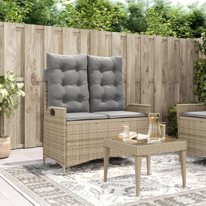 VXL8721012450578_m_en_hd_1.jpg Banc inclinable de jardin avec coussins beige résine tressée – Image 1