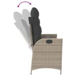 Banc inclinable de jardin et coussins gris clair résine tressée – Image 4