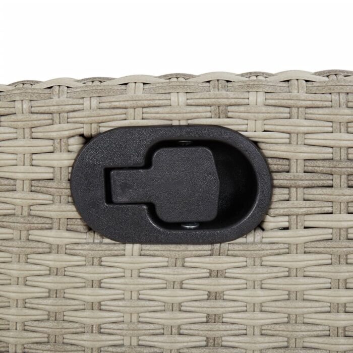 Banc inclinable de jardin et coussins gris clair résine tressée – Image 6