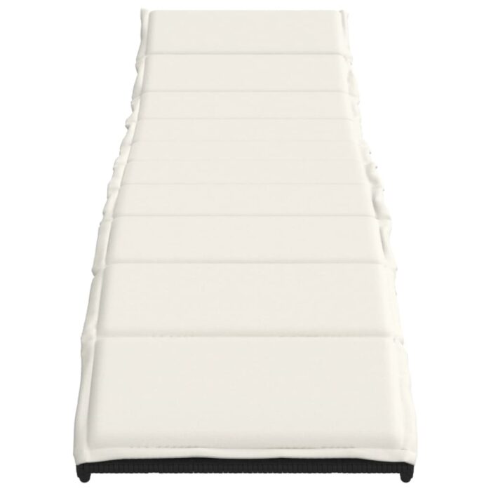 Chaise longue avec coussin noir 55x199x50 cm résine tressée – Image 2