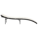 Chaise longue avec coussin noir 55x199x50 cm résine tressée – Image 3
