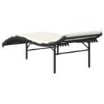 Chaise longue avec coussin noir 55x199x50 cm résine tressée – Image 4