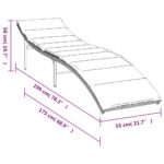 Chaise longue avec coussin noir 55x199x50 cm résine tressée – Image 8