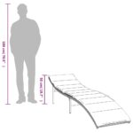 Chaise longue avec coussin gris 55x199x50 cm résine tressée – Image 7