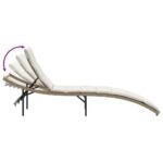Chaise longue avec coussin beige 55x199x50 cm résine tressée – Image 5