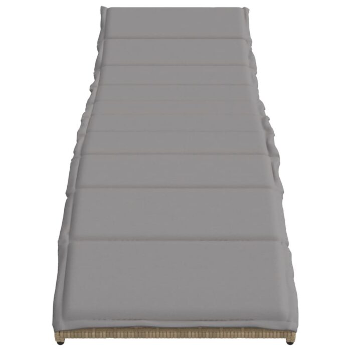 Chaise longue avec coussin beige 55x199x50 cm résine tressée – Image 2