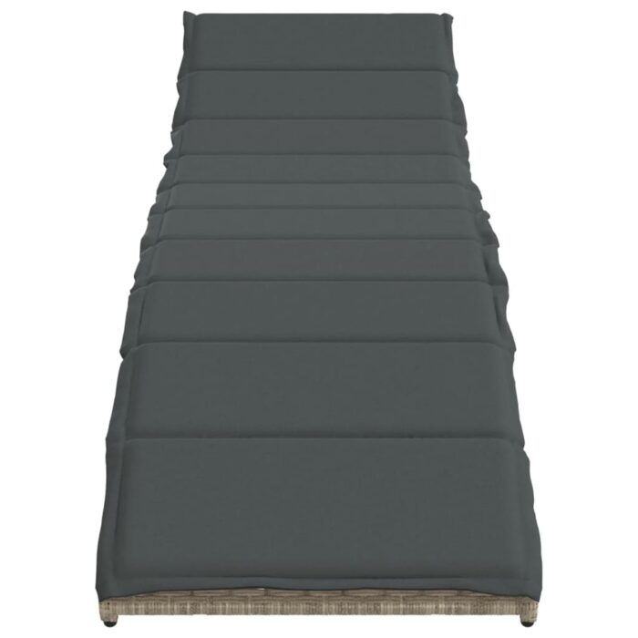 Chaise longue et coussin gris clair 55x199x50 cm résine tressée – Image 2