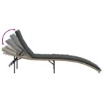 Chaise longue et coussin gris clair 55x199x50 cm résine tressée – Image 5