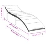 Chaise longue et coussin gris clair 55x199x50 cm résine tressée – Image 8