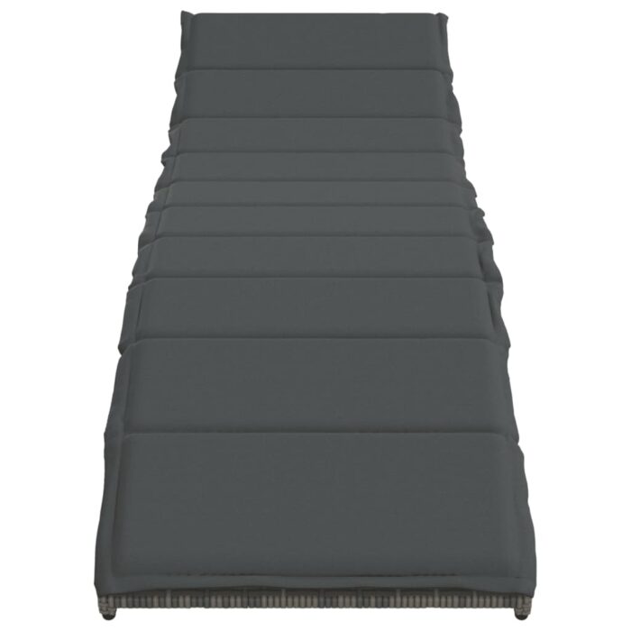 Chaises longues lot de 2 avec table gris résine tressée – Image 3