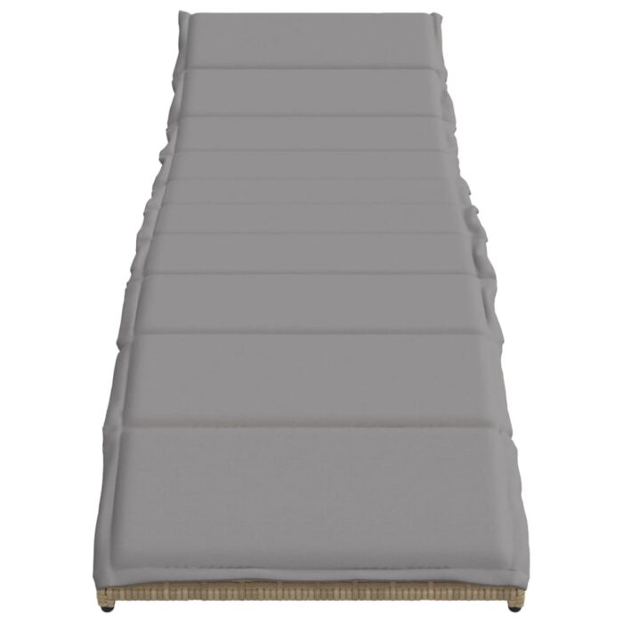 Chaises longues lot de 2 avec table beige résine tressée – Image 3