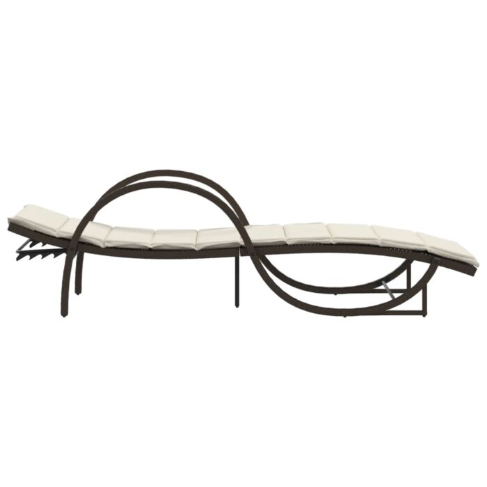 Chaise longue avec coussin marron 60x199x42 cm résine tressée – Image 3