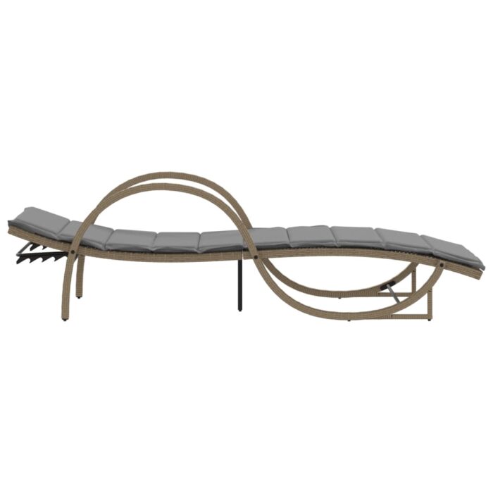 Chaise longue avec coussin beige 60x199x42 cm résine tressée – Image 3