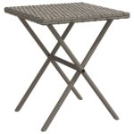 Chaises longues lot de 2 avec table gris résine tressée – Image 6