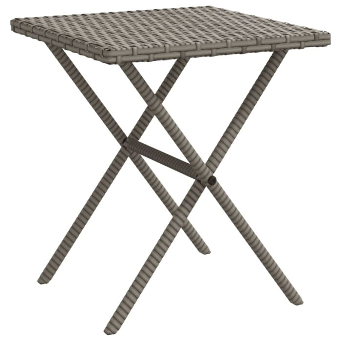 Chaises longues lot de 2 avec table gris résine tressée – Image 6