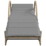 Chaises longues lot de 2 avec table beige résine tressée – Image 3