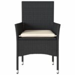 Chaises de jardin avec coussins lot de 2 noir résine tressée – Image 3