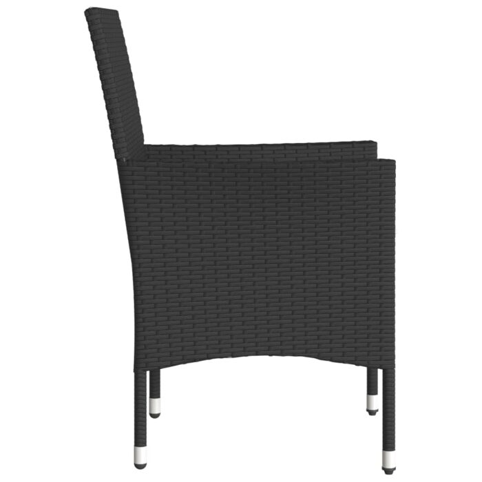Chaises de jardin avec coussins lot de 2 noir résine tressée – Image 4