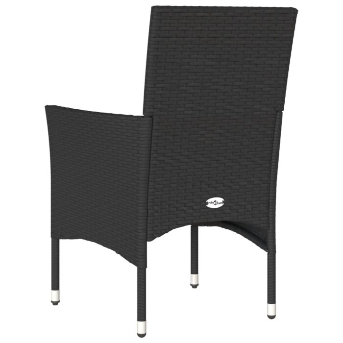 Chaises de jardin avec coussins lot de 2 noir résine tressée – Image 5