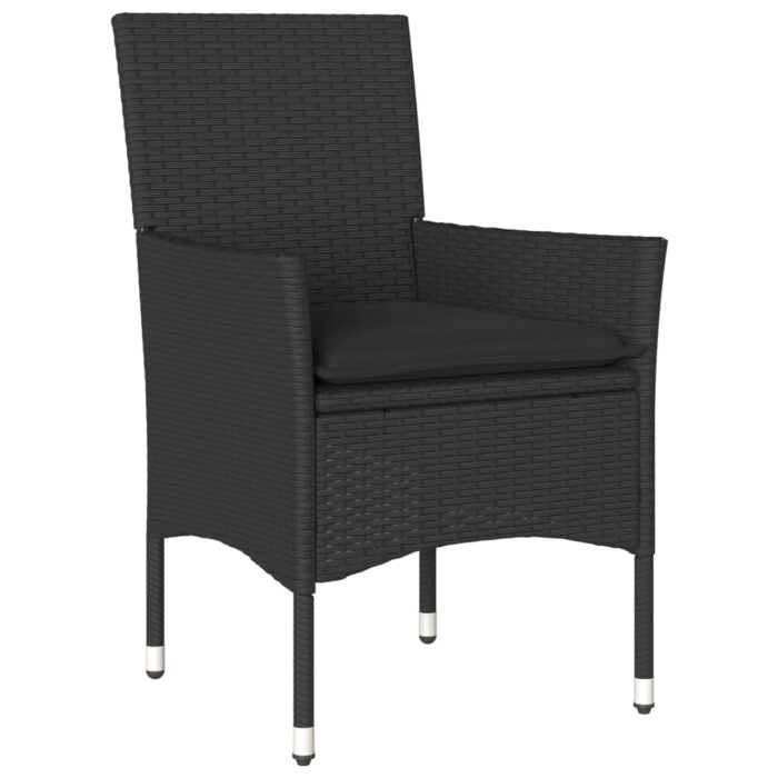 Chaises de jardin avec coussins lot de 2 noir résine tressée – Image 2