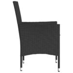 Chaises de jardin avec coussins lot de 2 noir résine tressée – Image 4