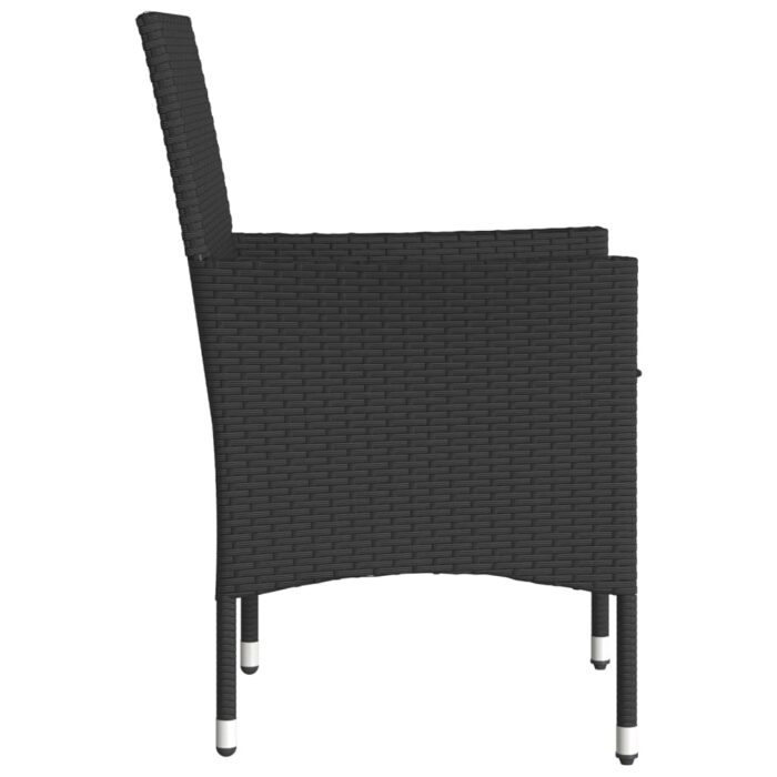 Chaises de jardin avec coussins lot de 2 noir résine tressée – Image 4