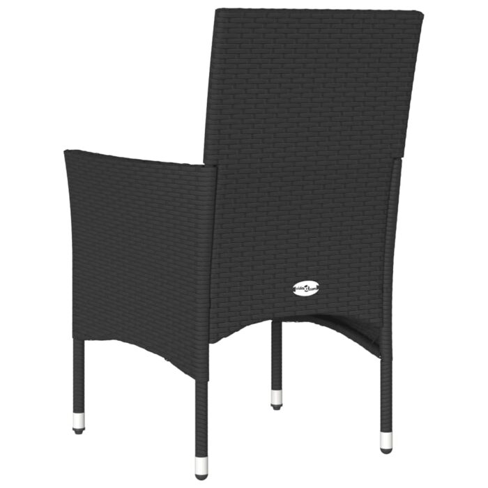 Chaises de jardin avec coussins lot de 2 noir résine tressée – Image 5