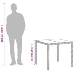 Table de jardin dessus en verre blanc 90x90x75cm résine tressée – Image 10