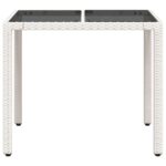 Table de jardin dessus en verre blanc 90x90x75cm résine tressée – Image 3