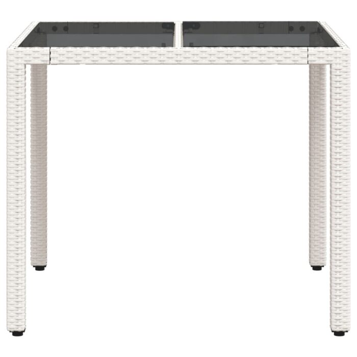 Table de jardin dessus en verre blanc 90x90x75cm résine tressée – Image 3