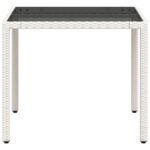 Table de jardin dessus en verre blanc 90x90x75cm résine tressée – Image 4