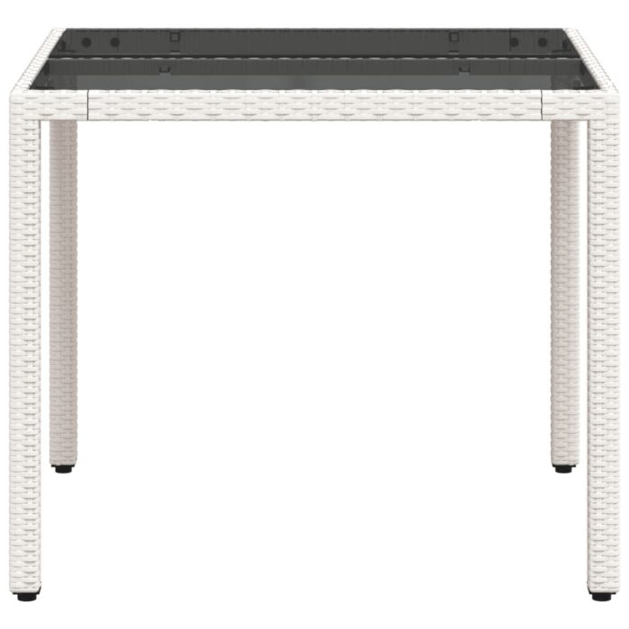 Table de jardin dessus en verre blanc 90x90x75cm résine tressée – Image 4