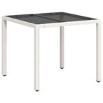 Table de jardin dessus en verre blanc 90x90x75cm résine tressée – Image 5