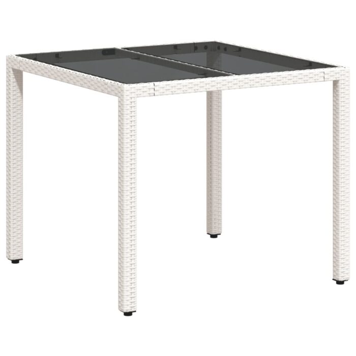 Table de jardin dessus en verre blanc 90x90x75cm résine tressée – Image 5