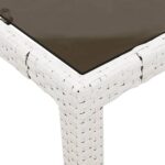Table de jardin dessus en verre blanc 90x90x75cm résine tressée – Image 7