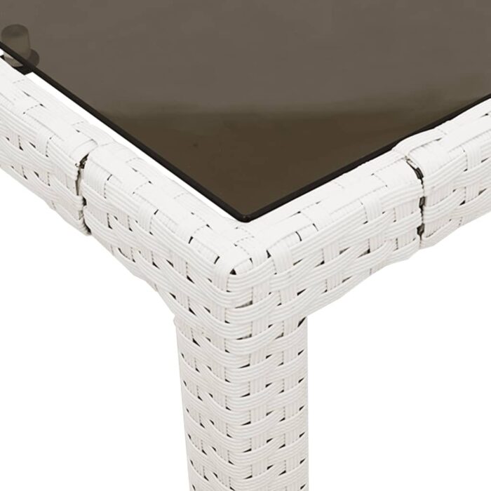 Table de jardin dessus en verre blanc 90x90x75cm résine tressée – Image 7