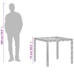 Table de jardin beige 90x90x75 cm résine tressée et bois acacia – Image 10