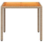 Table de jardin beige 90x90x75 cm résine tressée et bois acacia – Image 4