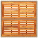 Table de jardin beige 90x90x75 cm résine tressée et bois acacia – Image 6