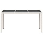 Table de jardin avec dessus en verre blanc résine tressée – Image 3