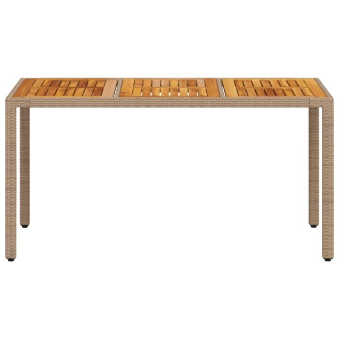 Table de jardin beige 150x90x75 cm résine tressée bois d'acacia – Image 3