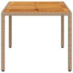Table de jardin beige 150x90x75 cm résine tressée bois d'acacia – Image 4