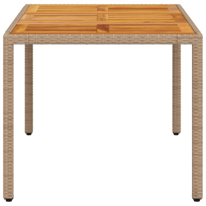 Table de jardin beige 150x90x75 cm résine tressée bois d'acacia – Image 4