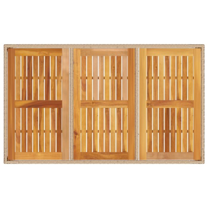 Table de jardin beige 150x90x75 cm résine tressée bois d'acacia – Image 6