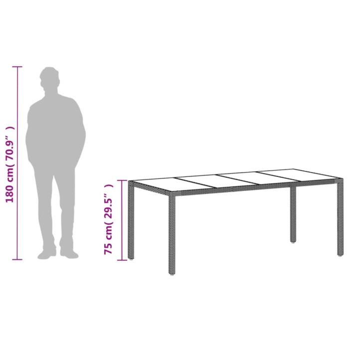 Table de jardin dessus en verre gris clair résine tressée – Image 10