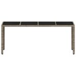 Table de jardin dessus en verre gris clair résine tressée – Image 3